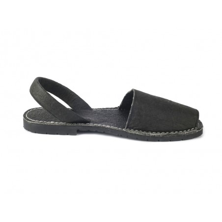 MENORQUINA VEGANA PIÑATEX NEGRO UNISEX, SUELA TR NEGRA
