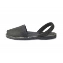 MENORQUINA VEGANA PIÑATEX NEGRO UNISEX, SUELA TR NEGRA