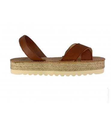 MENORQUINA VEGANA CRUZADA PLATAFORMA  CANELA PIÑATEX VEGANA